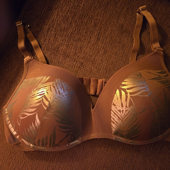 Lively Other - Lively The Metallic Palm Wireless Push Up Bra Maroon Gold Size 38D